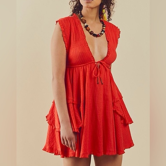 Free People Dresses & Skirts - NWT Free People Endless Summer Antoinette Deep Orange Mini Dress